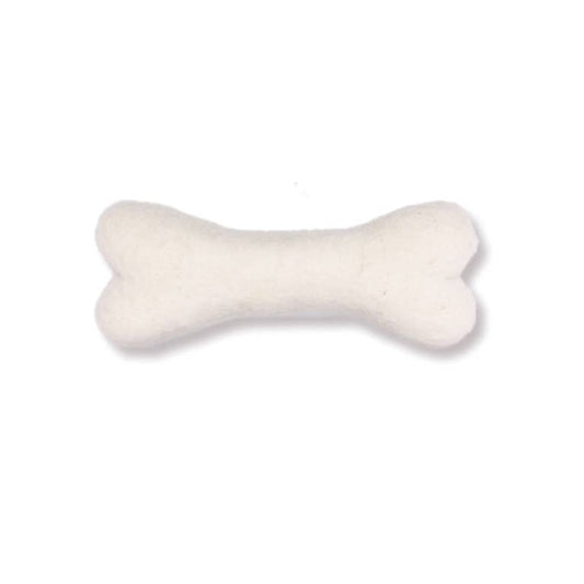 Eco Wool Dog Bones/Toys: Brown, Gray, White (Fair Trade): White / Small