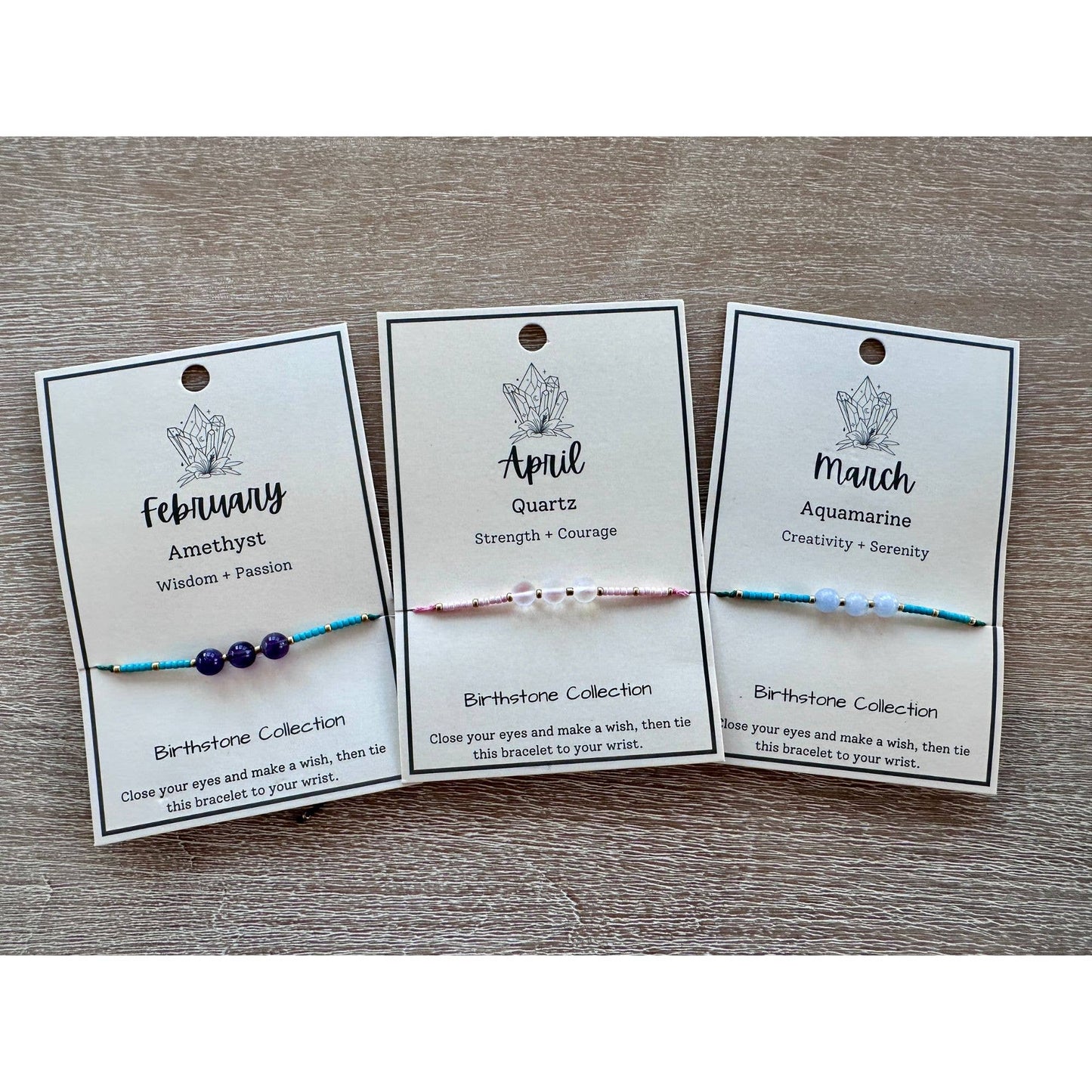 Birthstone Bracelet Gemstone Sets on Cards