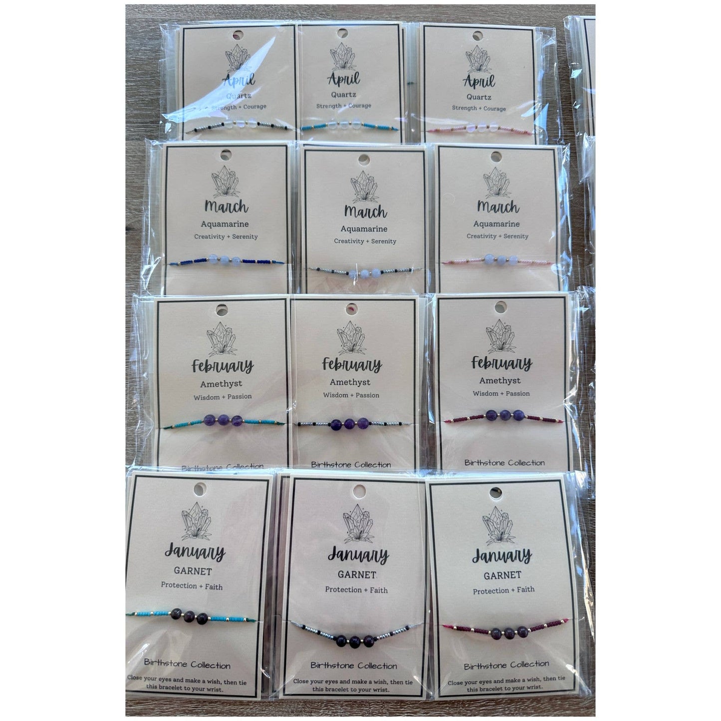Birthstone Bracelet Gemstone Sets on Cards
