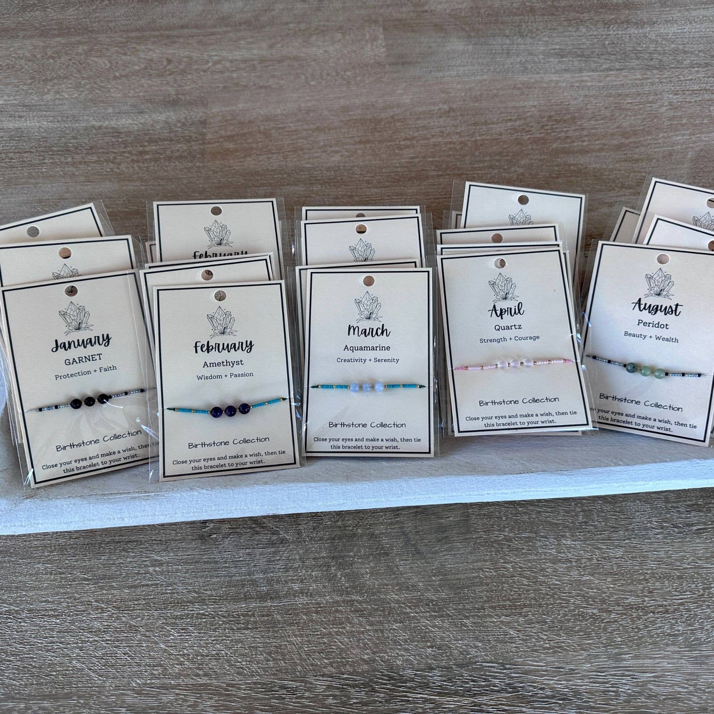 Birthstone Bracelet Gemstone Sets on Cards