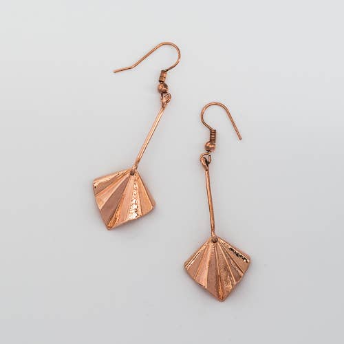 Mezzo Fan Earrings (Silver, 14K, Rose) - Ethically Made: Rose Gold Plated