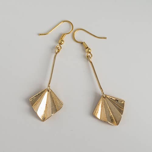 Mezzo Fan Earrings (Silver, 14K, Rose) - Ethically Made: 14K Gold Plated