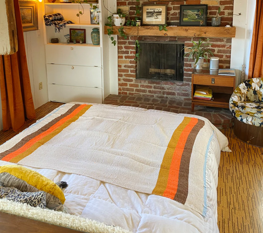 70s - SUSTAINABLE RECYCLED THROW BLANKET Summer Beach Throw
