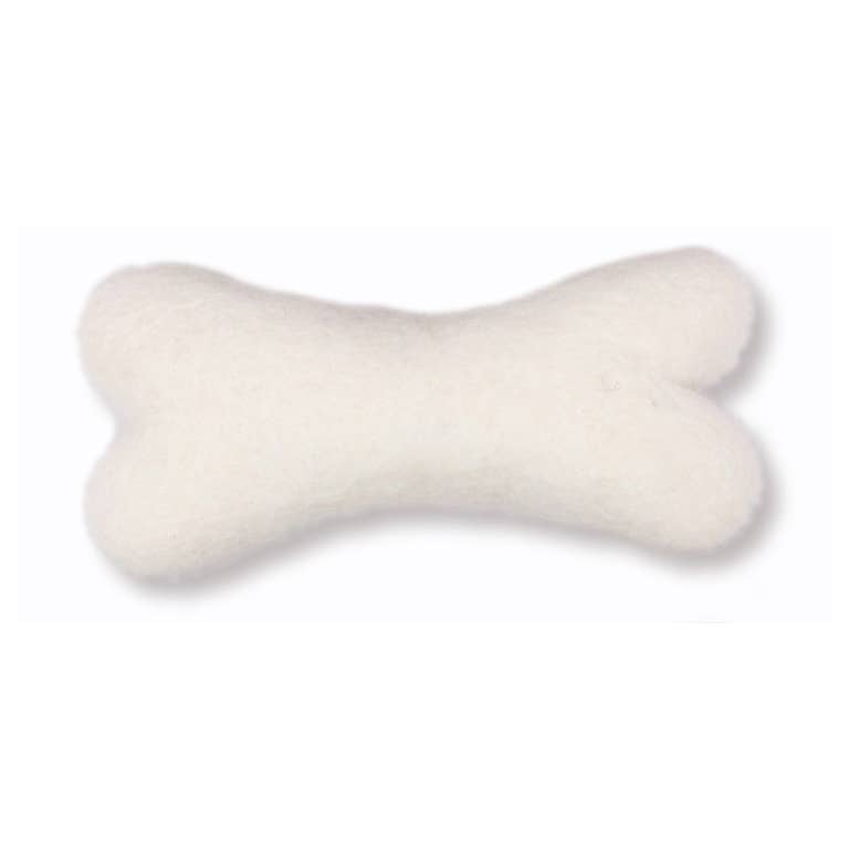 Eco Wool Dog Bones/Toys: Brown, Gray, White (Fair Trade): White / Small