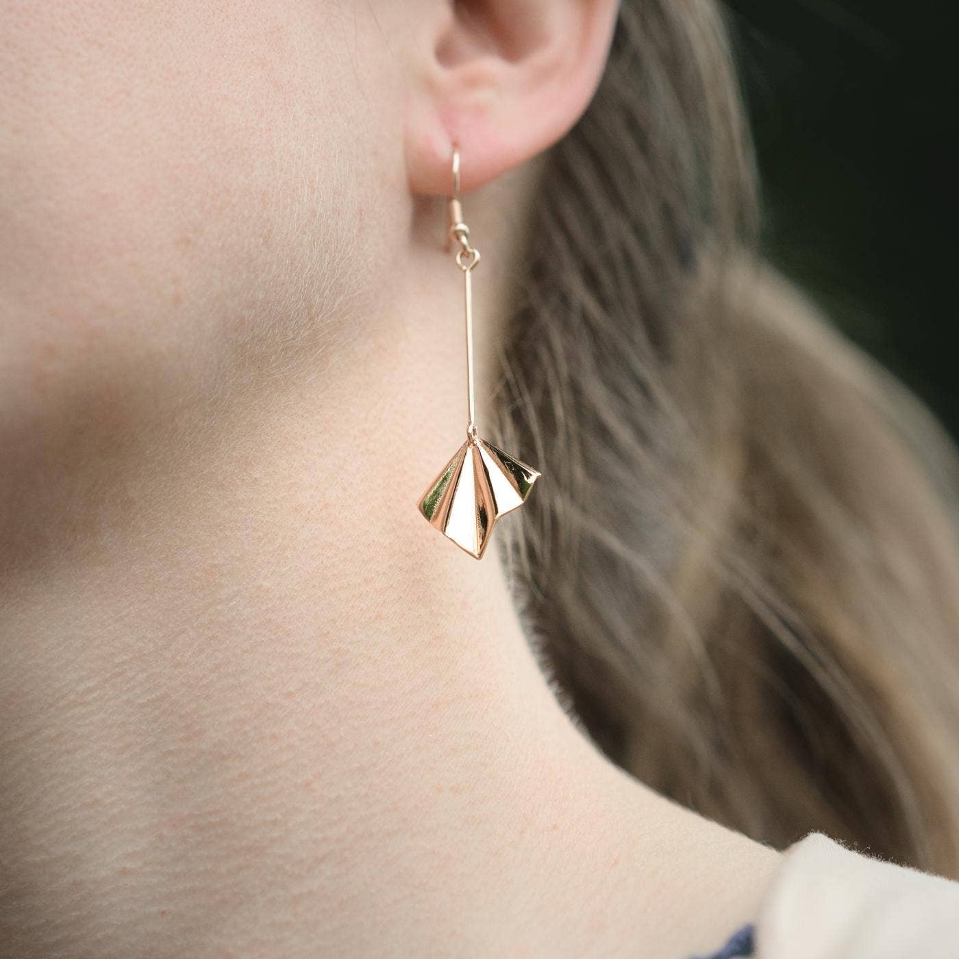 Mezzo Fan Earrings (Silver, 14K, Rose) - Ethically Made: 14K Gold Plated