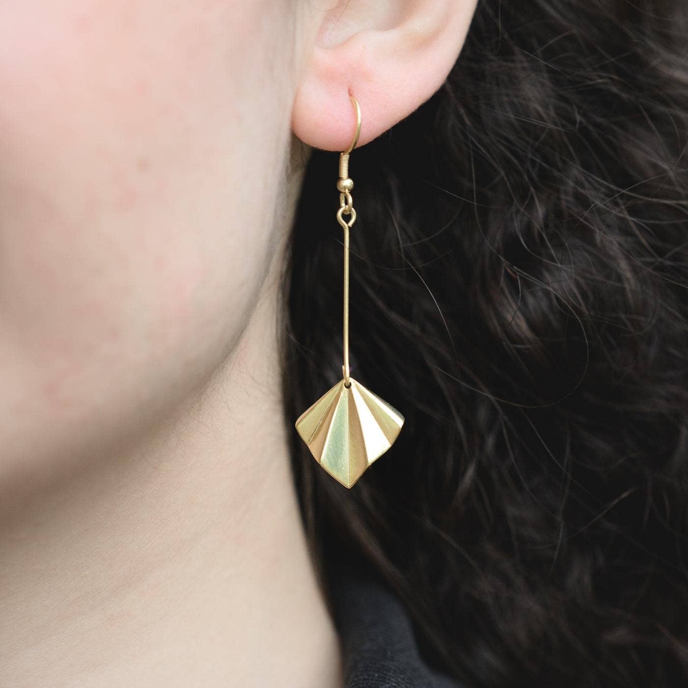 Mezzo Fan Earrings (Silver, 14K, Rose) - Ethically Made: 14K Gold Plated
