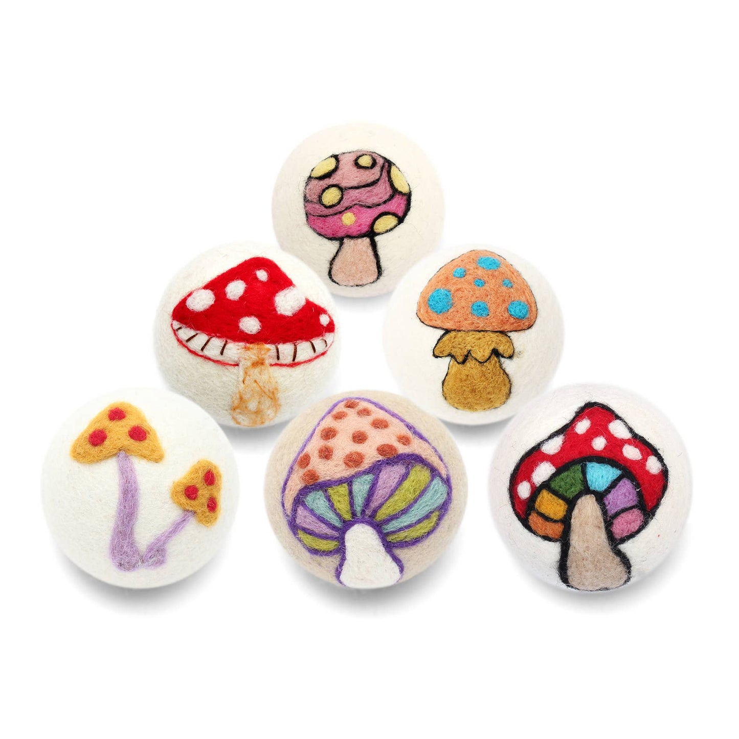 Mushrooms: Eco Wool Dryer Balls Fair Trade: Colorful Mushroom