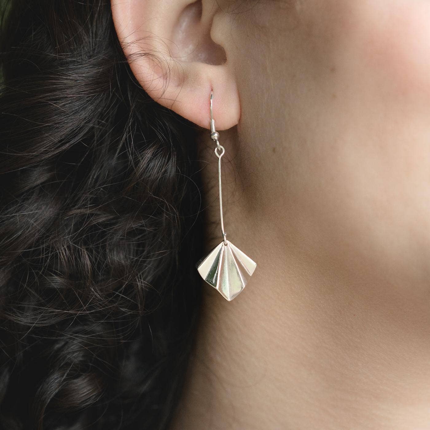 Mezzo Fan Earrings (Silver, 14K, Rose) - Ethically Made: 14K Gold Plated