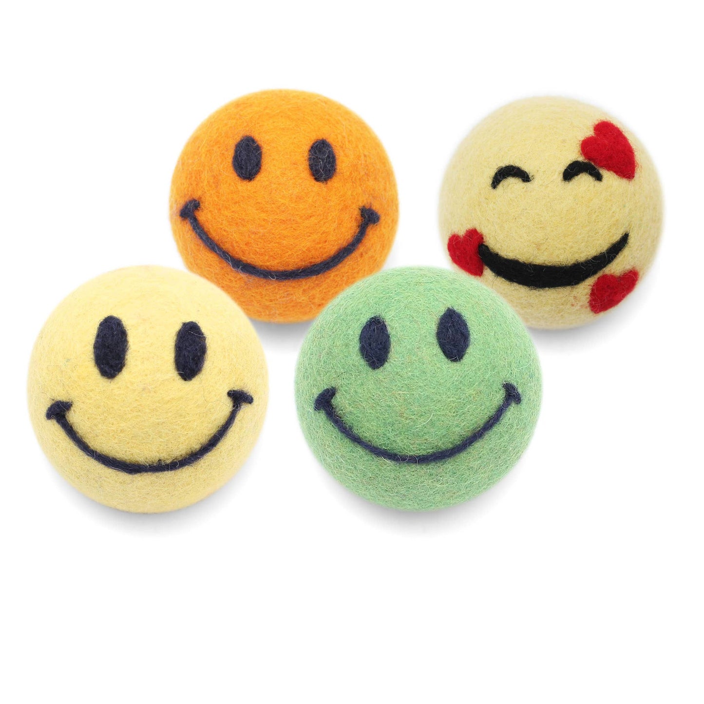 Smiley Face: Eco Wool Dryer Balls Fair Trade: Yellow