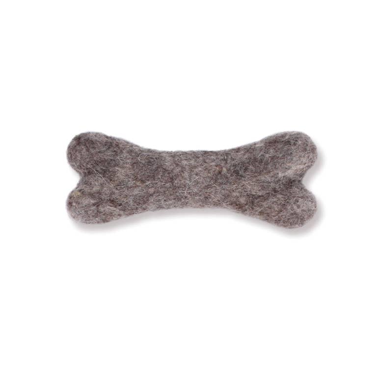 Eco Wool Dog Bones/Toys: Brown, Gray, White (Fair Trade): White / Small