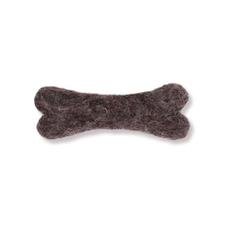 Eco Wool Dog Bones/Toys: Brown, Gray, White (Fair Trade): White / Small