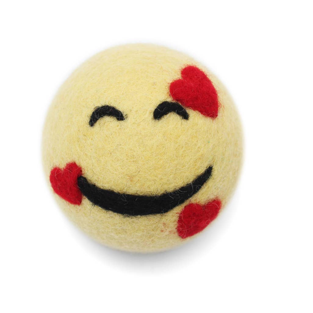 Smiley Face: Eco Wool Dryer Balls Fair Trade: Yellow