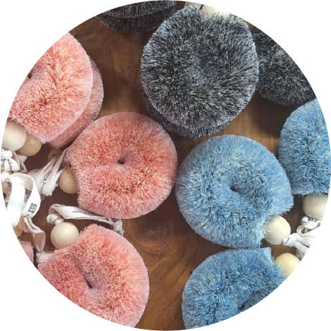NEW! Spa Shower Puff Body Brushes - Handmade - All Natural: Pink
