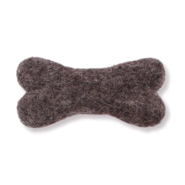 Eco Wool Dog Bones/Toys: Brown, Gray, White (Fair Trade): White / Small